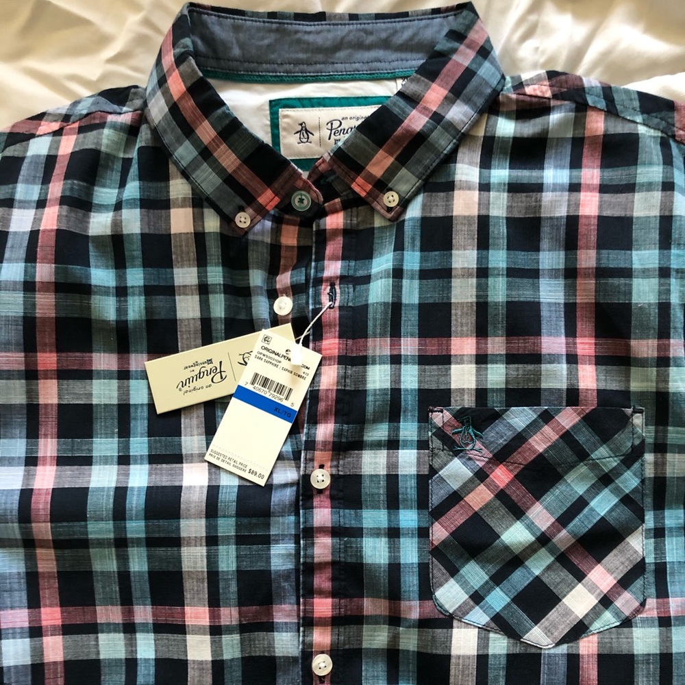 Penguin Plaid Linen Shirt NWT